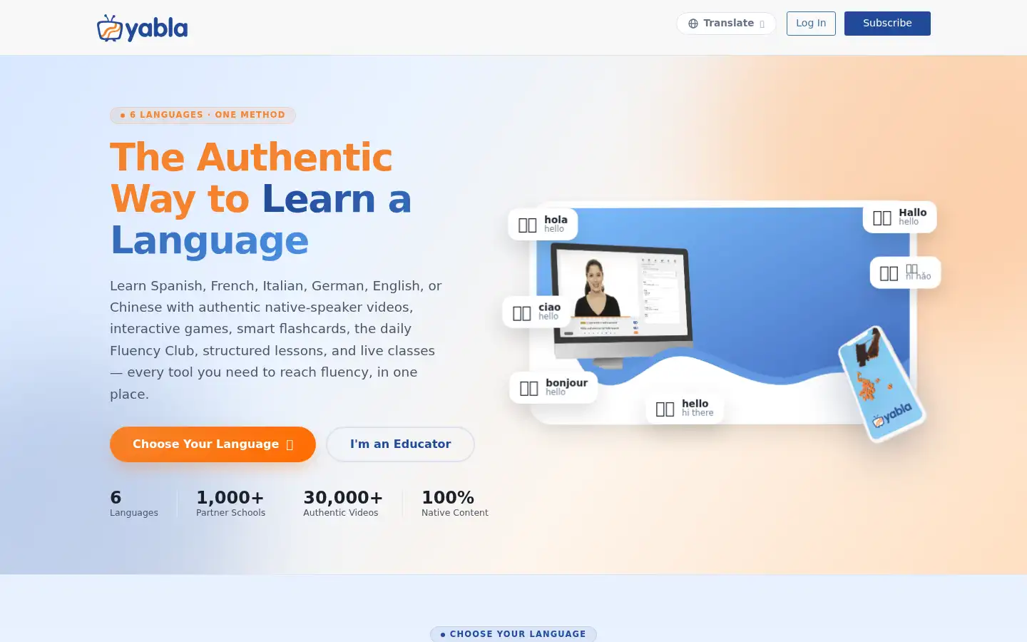 Screenshot of yabla.com