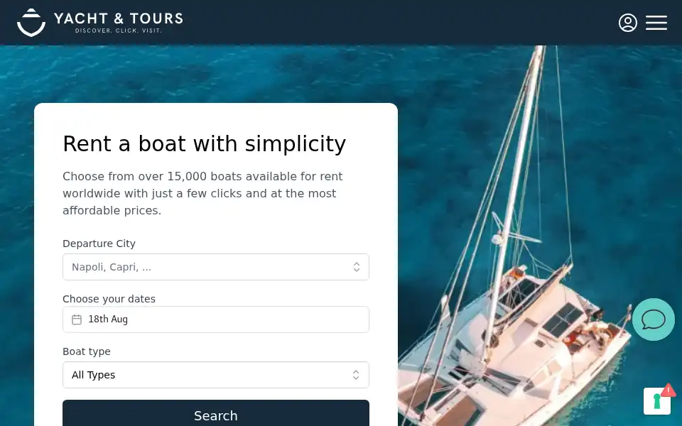 Screenshot of yachtandtours.com