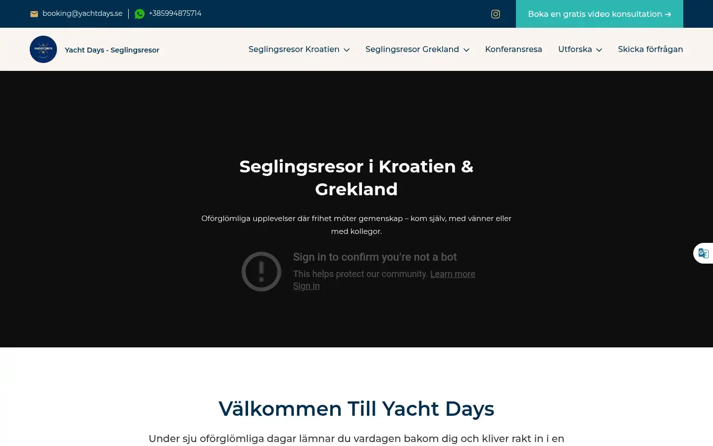 Screenshot of yachtdays.se