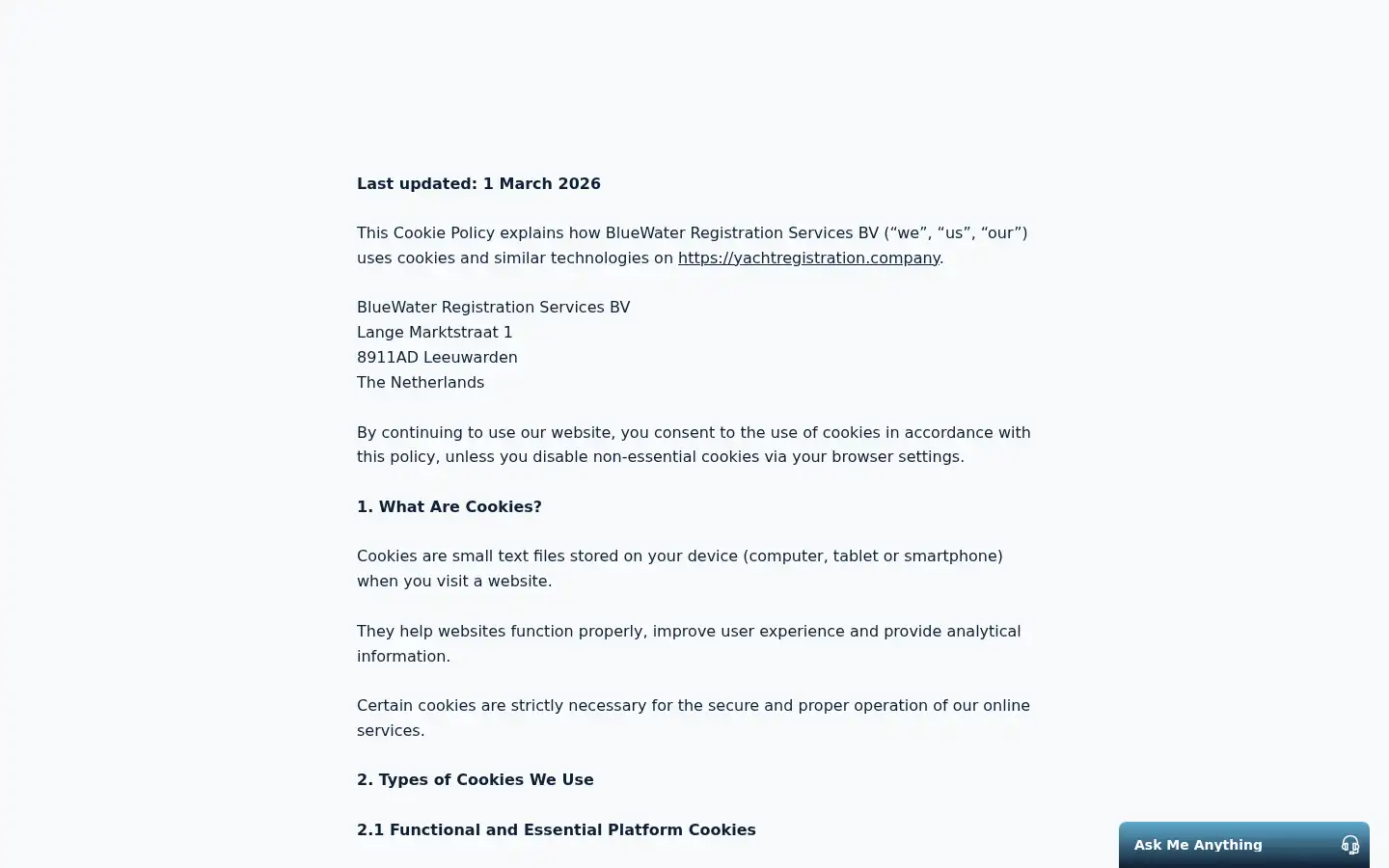 Screenshot of yachtregistration.company