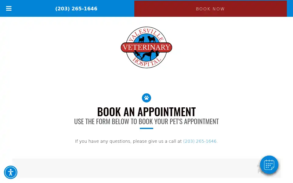 Screenshot of yalesvillevet.com