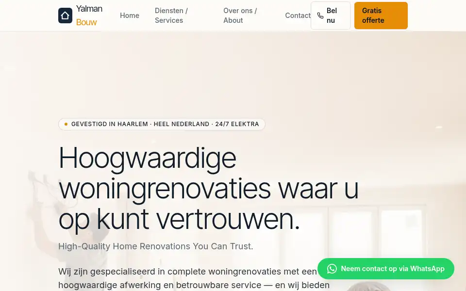 Screenshot of yalmanbouw.nl