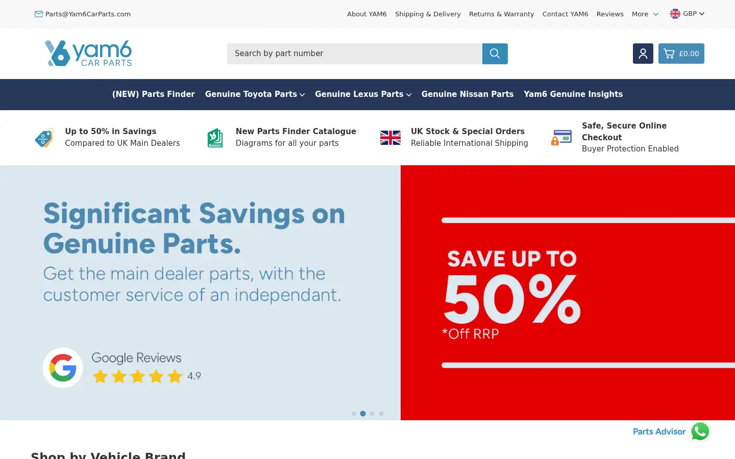 Screenshot of yam6carparts.co.uk