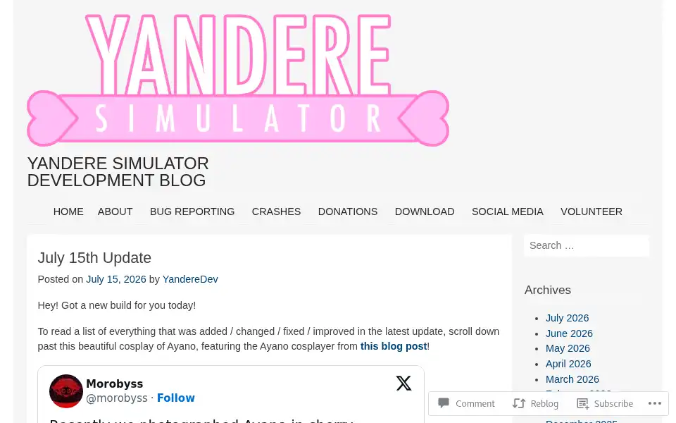Screenshot of yanderesimulator.com