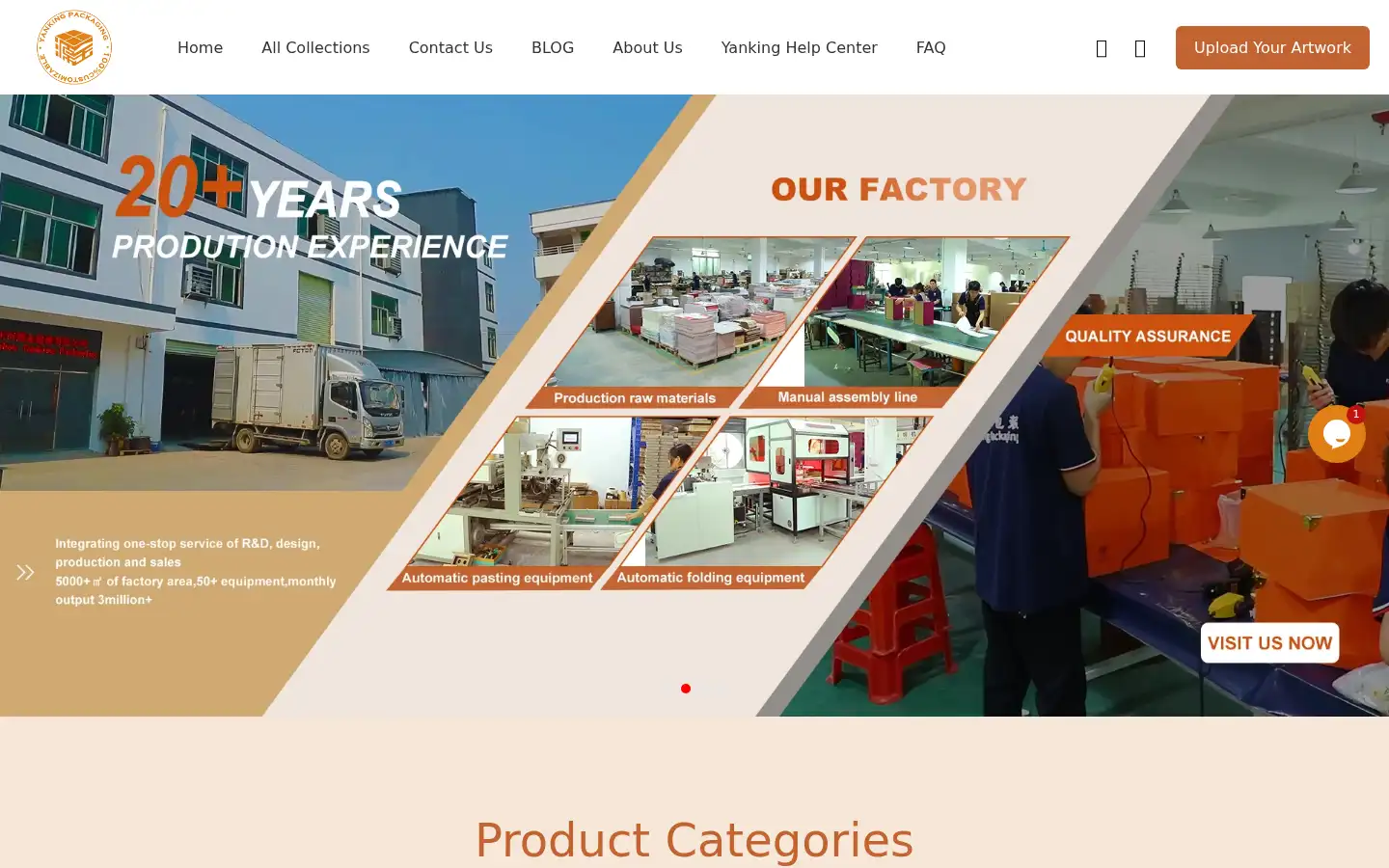 Screenshot of yankingpackaging.com