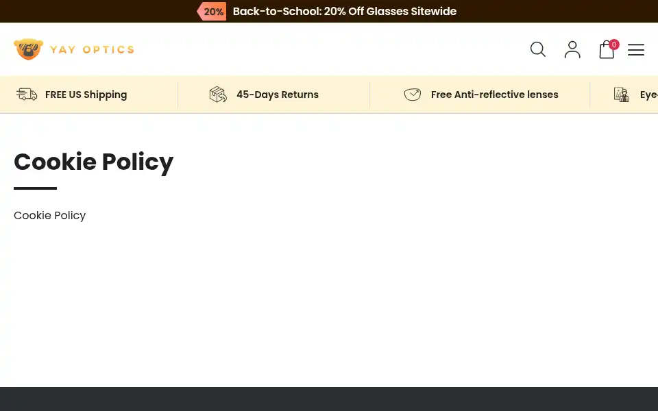 Screenshot of yayoptics.com