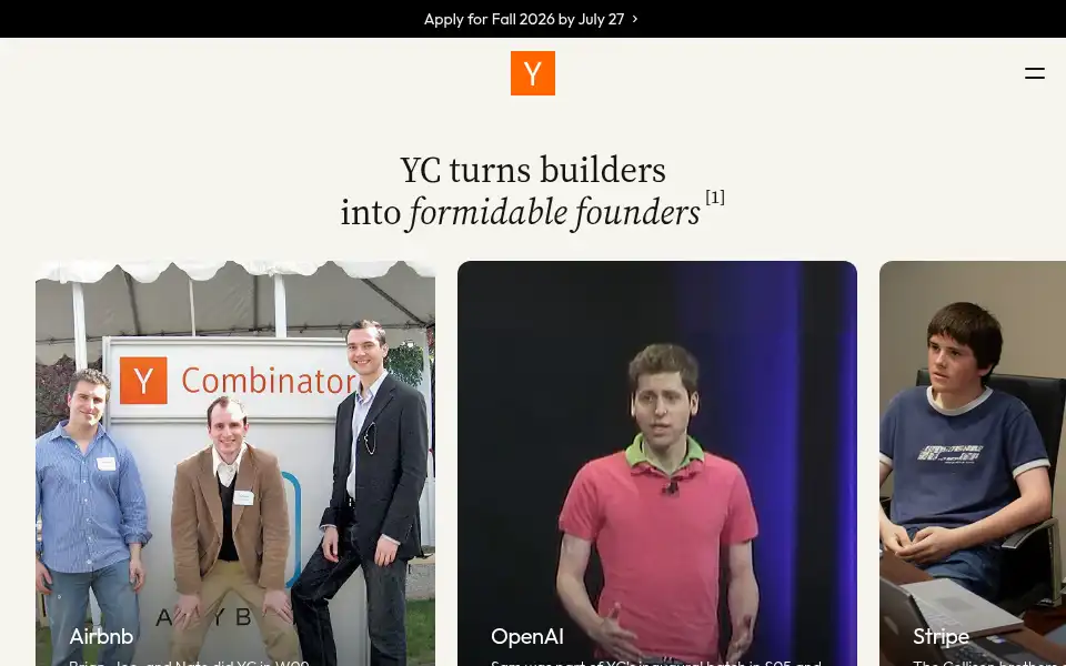 Screenshot of ycombinator.com