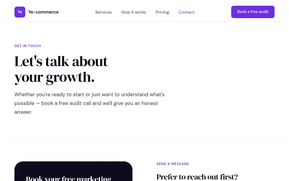 Screenshot of yecommerce.io