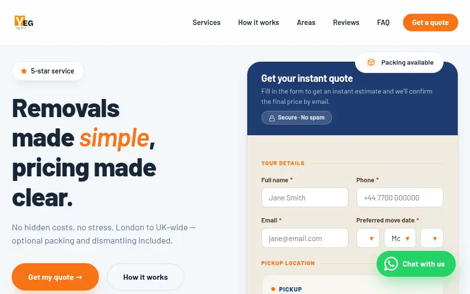 Screenshot of yeglogistic.co.uk