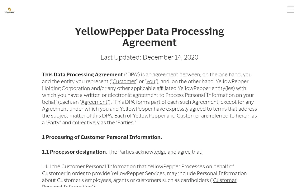 Screenshot of yellowpepper.com