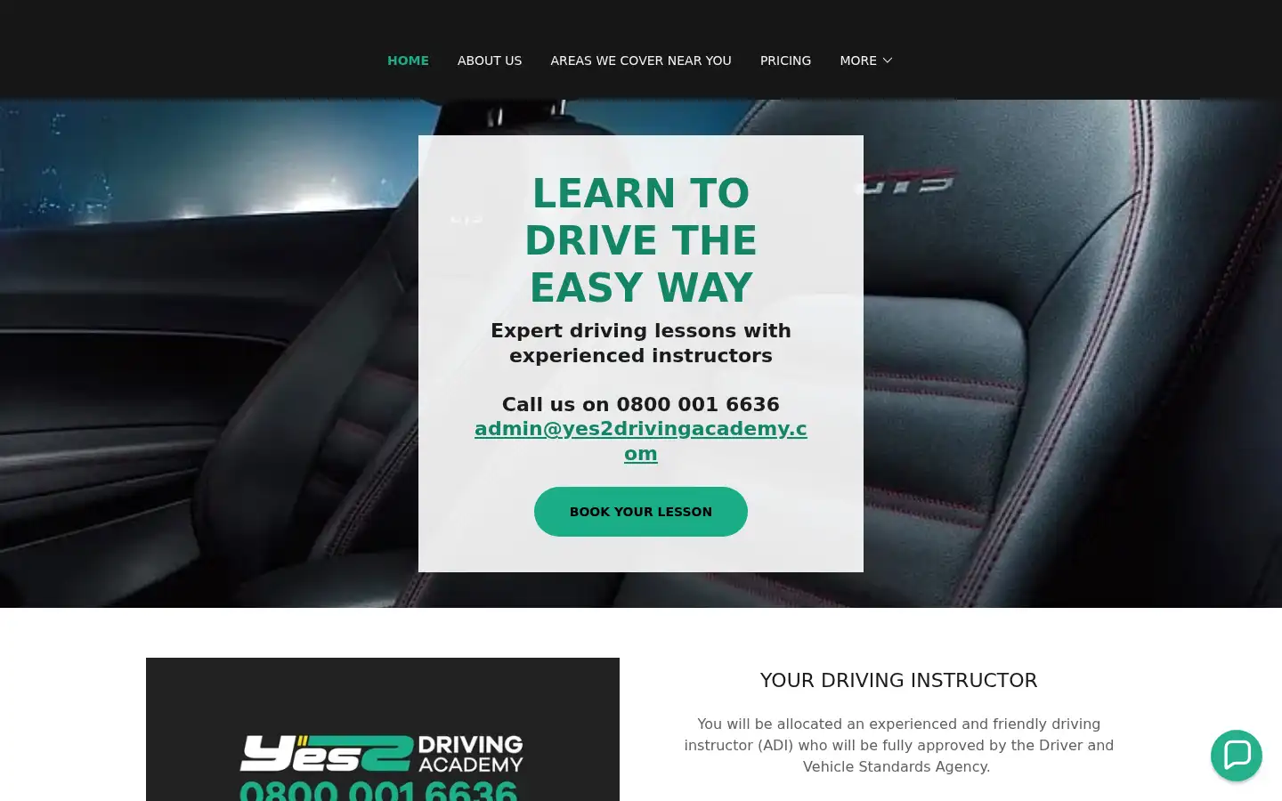 Screenshot of yes2drivingacademy.com