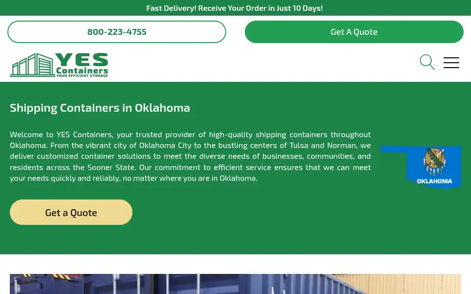 Screenshot of yescontainers.com