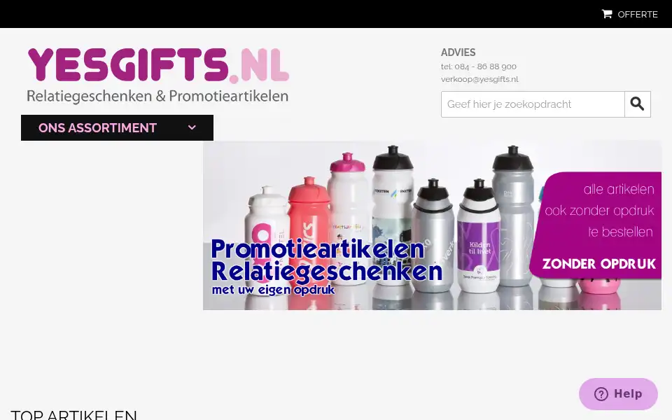 Screenshot of yesgifts.nl