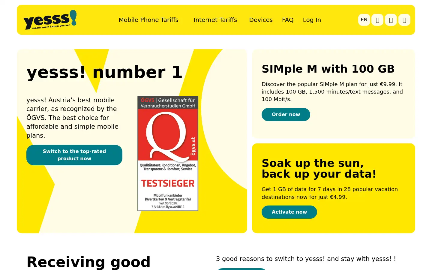 Screenshot of yesss.at