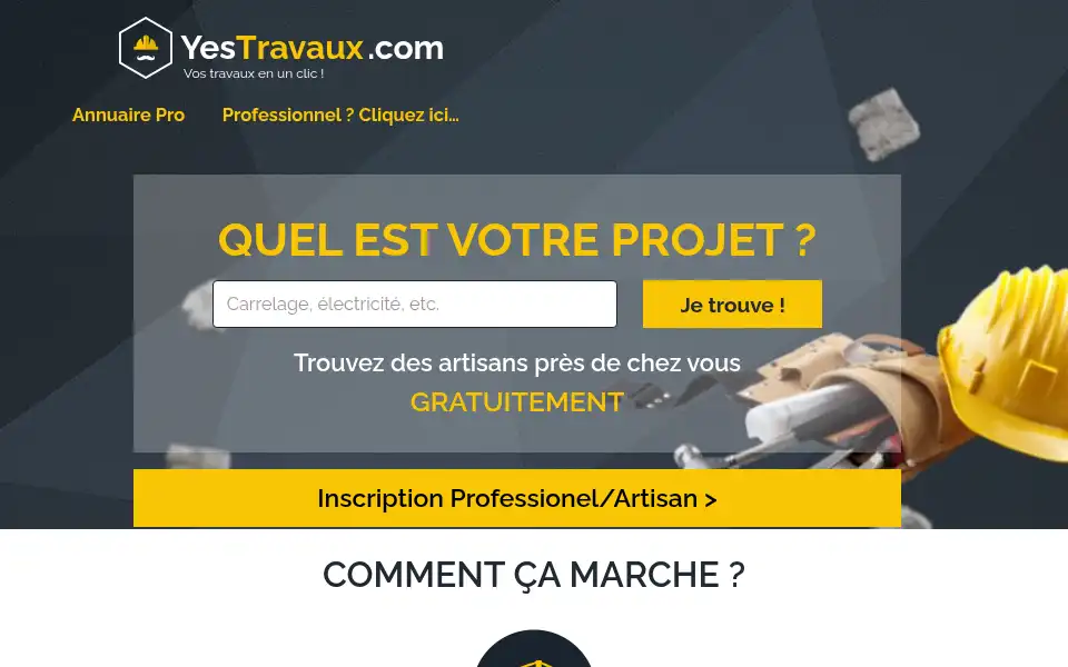 Screenshot of yestravaux.com