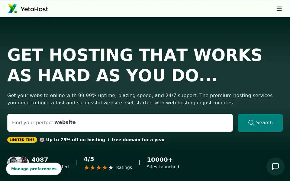 Screenshot of yetahost.com