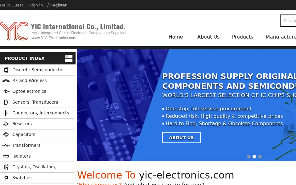 Screenshot of yic-electronics.com