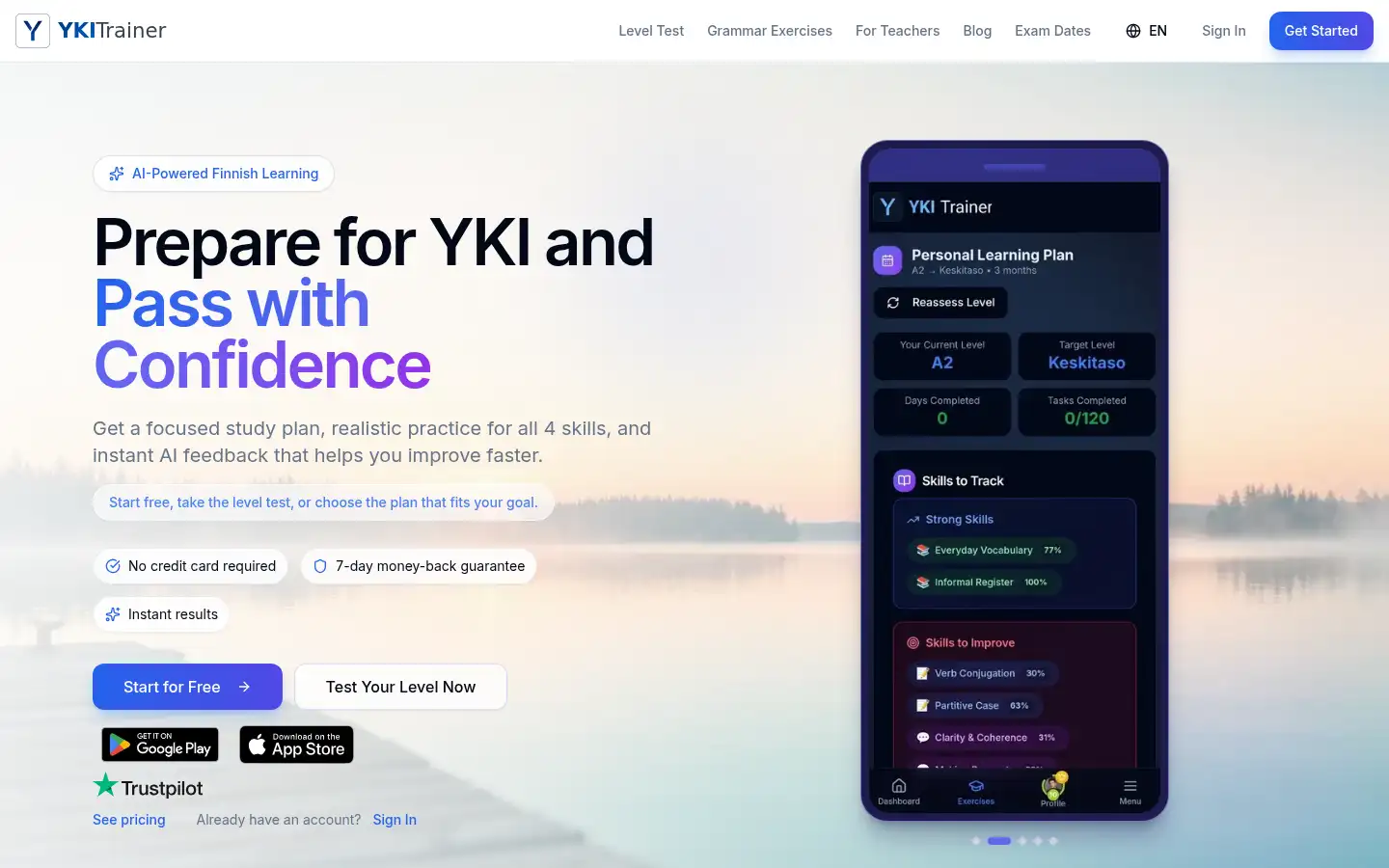 Screenshot of ykitrainer.fi