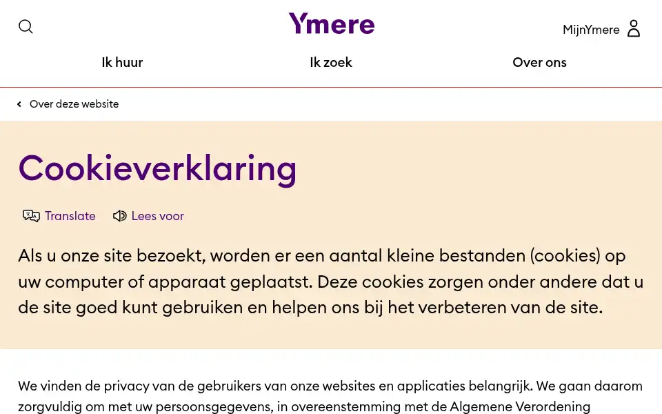 Screenshot of ymere.nl