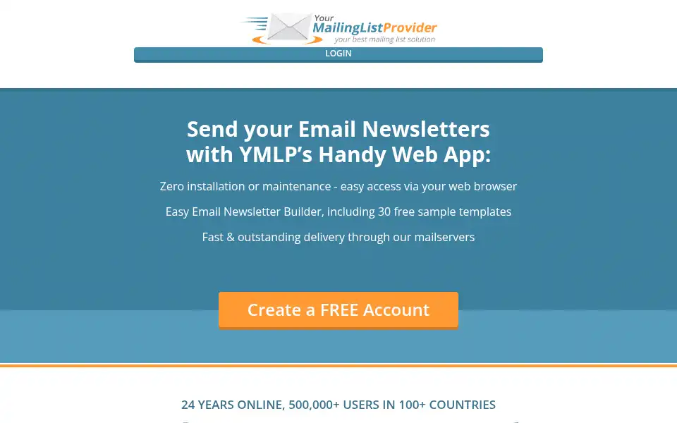 Screenshot of ymlp.com