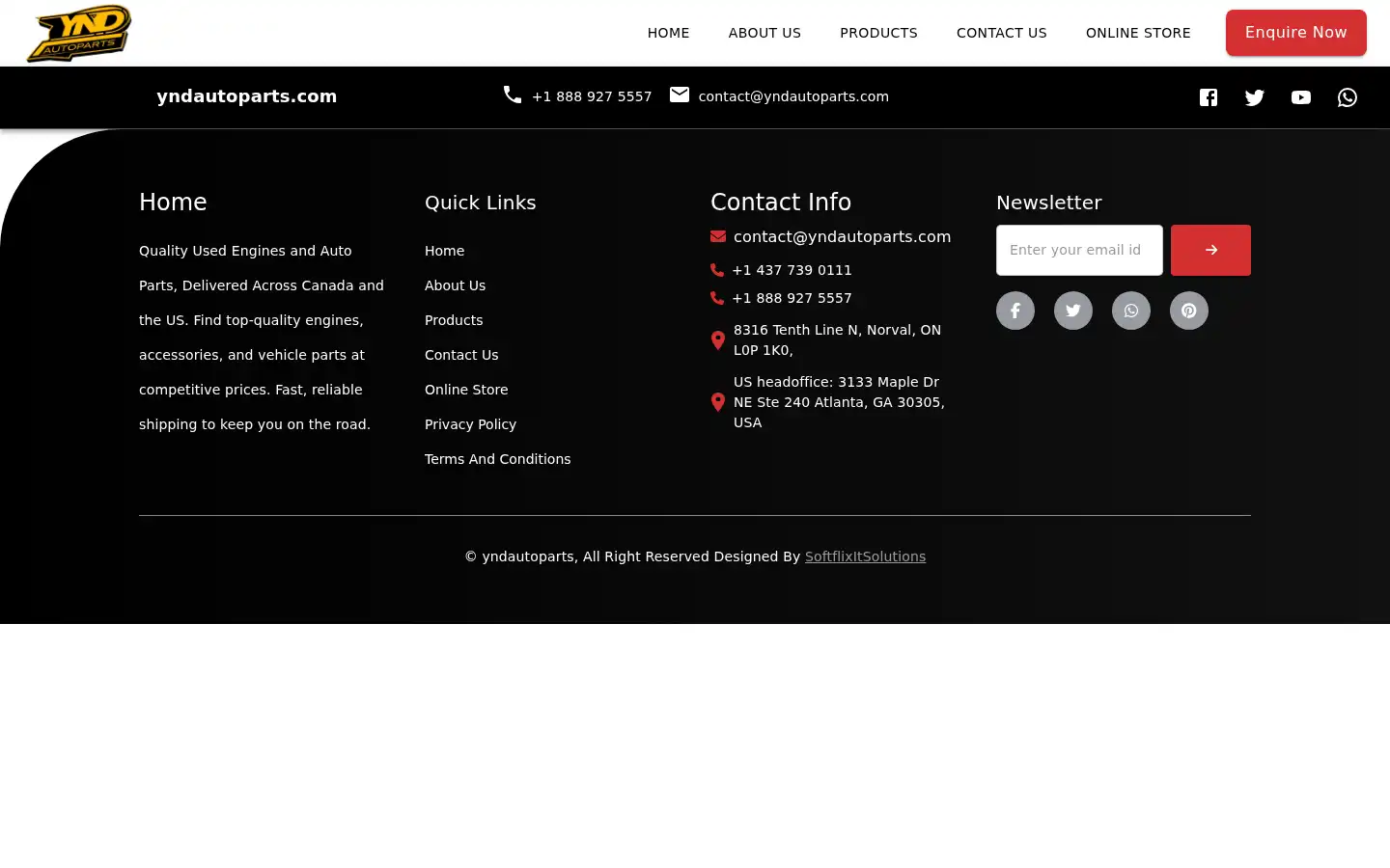 Screenshot of yndautoparts.com