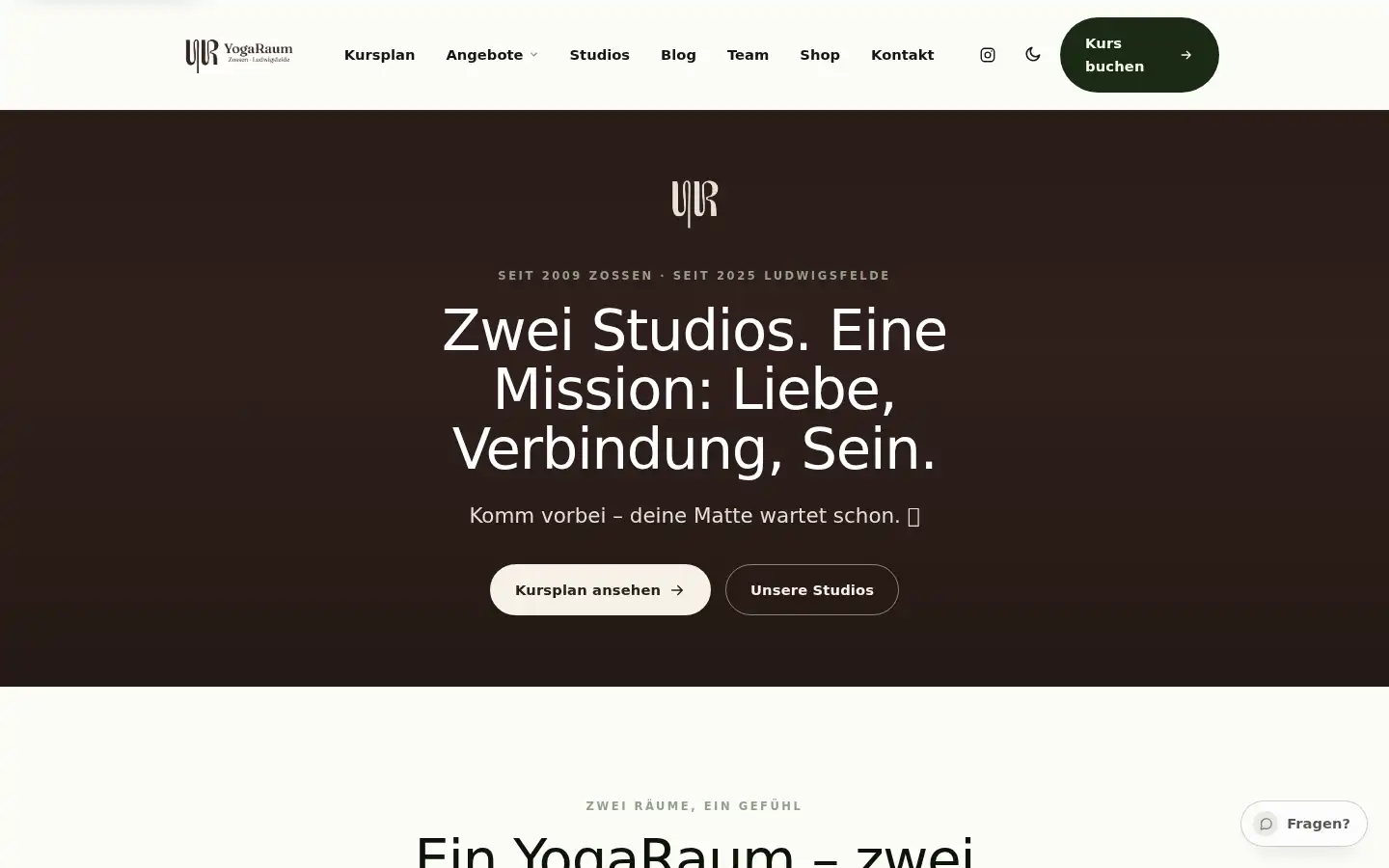 Screenshot of yogaraum-zossen.de