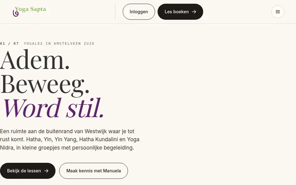 Screenshot of yogasapta.nl