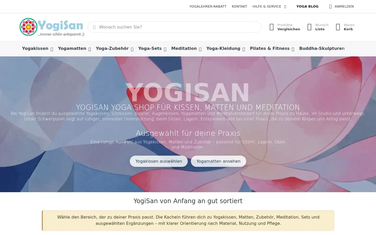 Screenshot of yogisan-shop.com