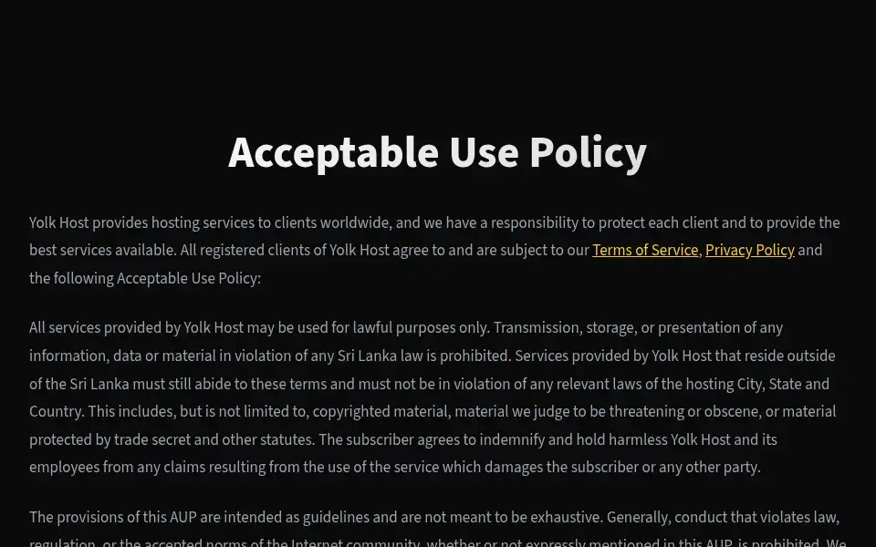 Screenshot of yolkhost.com