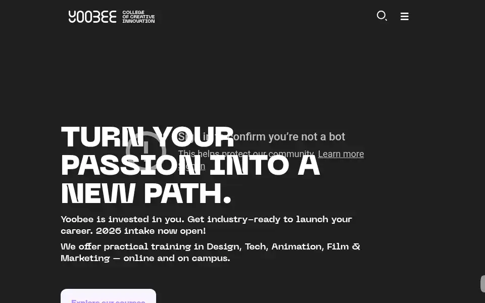 Screenshot of yoobee.ac.nz
