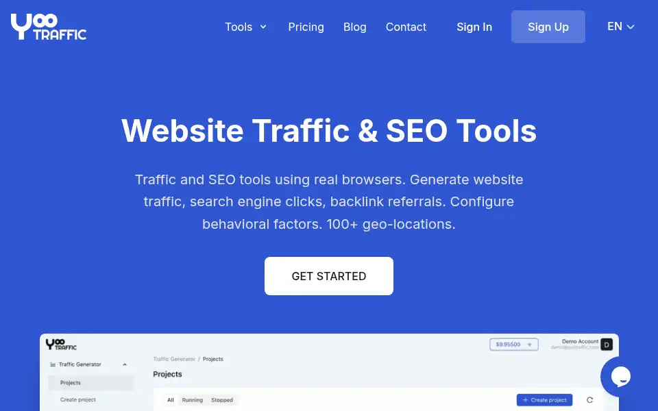 Screenshot of yootraffic.com