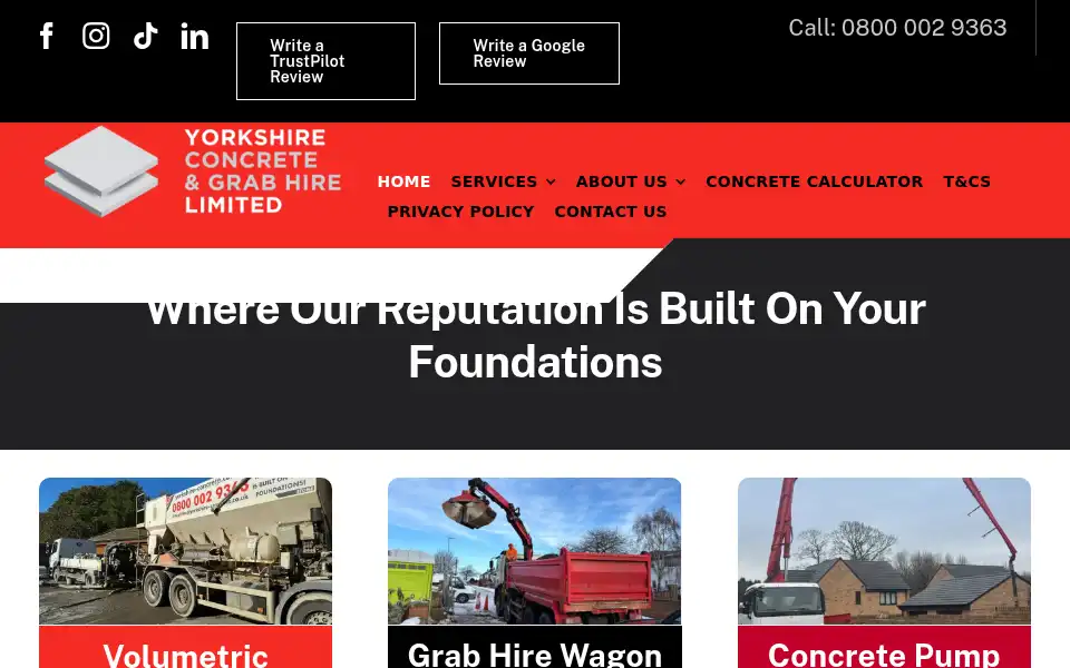 Screenshot of yorkshire-concrete.co.uk