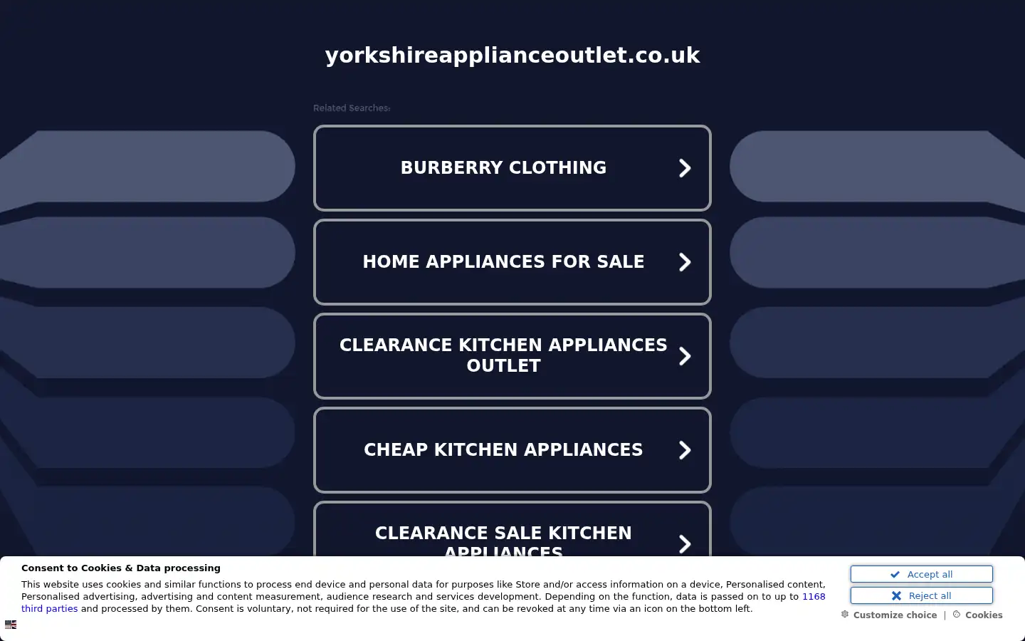 Screenshot of yorkshireapplianceoutlet.co.uk