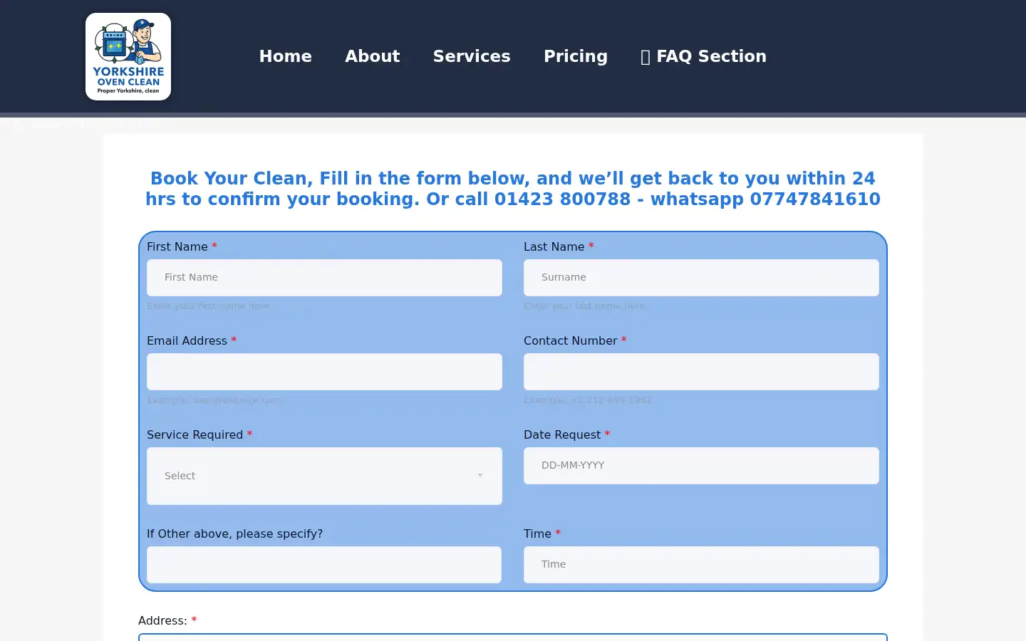 Screenshot of yorkshireovenclean.co.uk