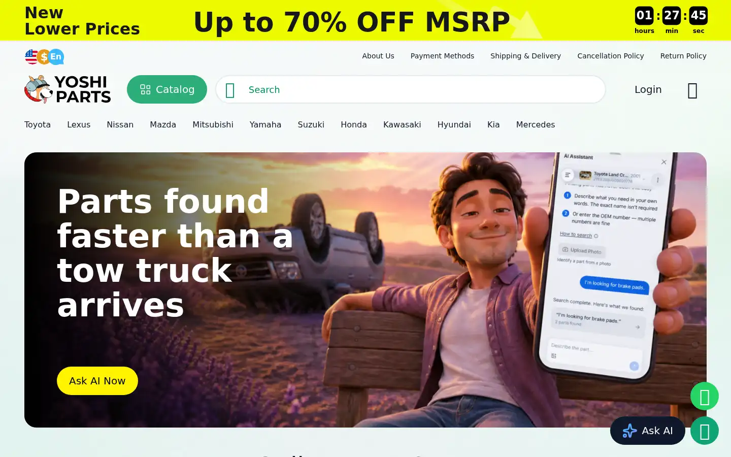 Screenshot of yoshiparts.com