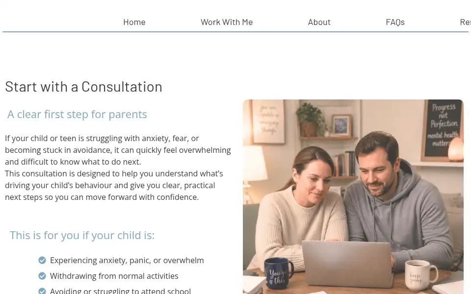 Screenshot of youngmindshypnotherapy.co.uk