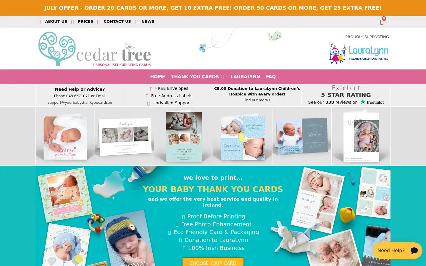 Screenshot of yourbabythankyoucards.ie