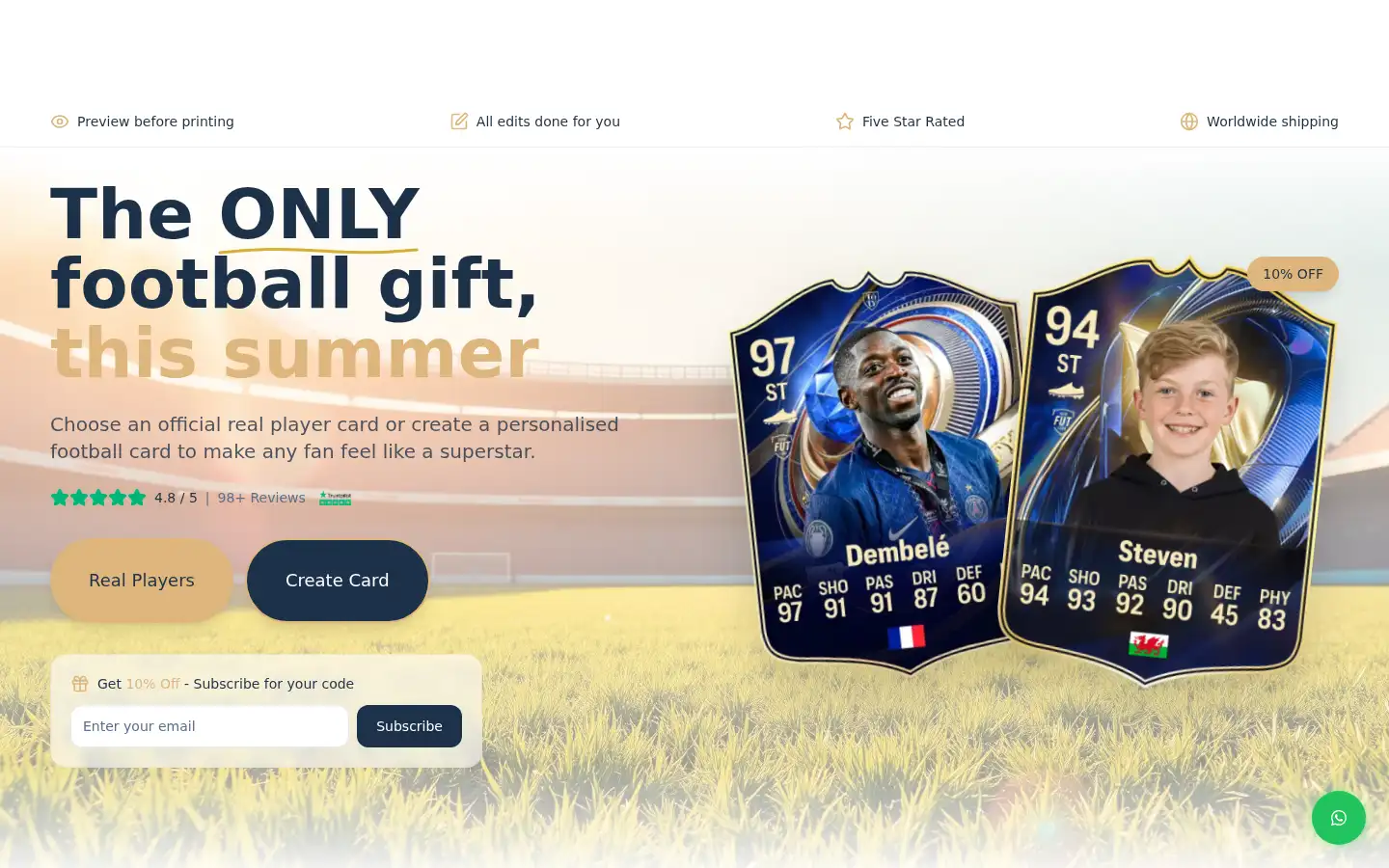 Screenshot of yourfutcard.com