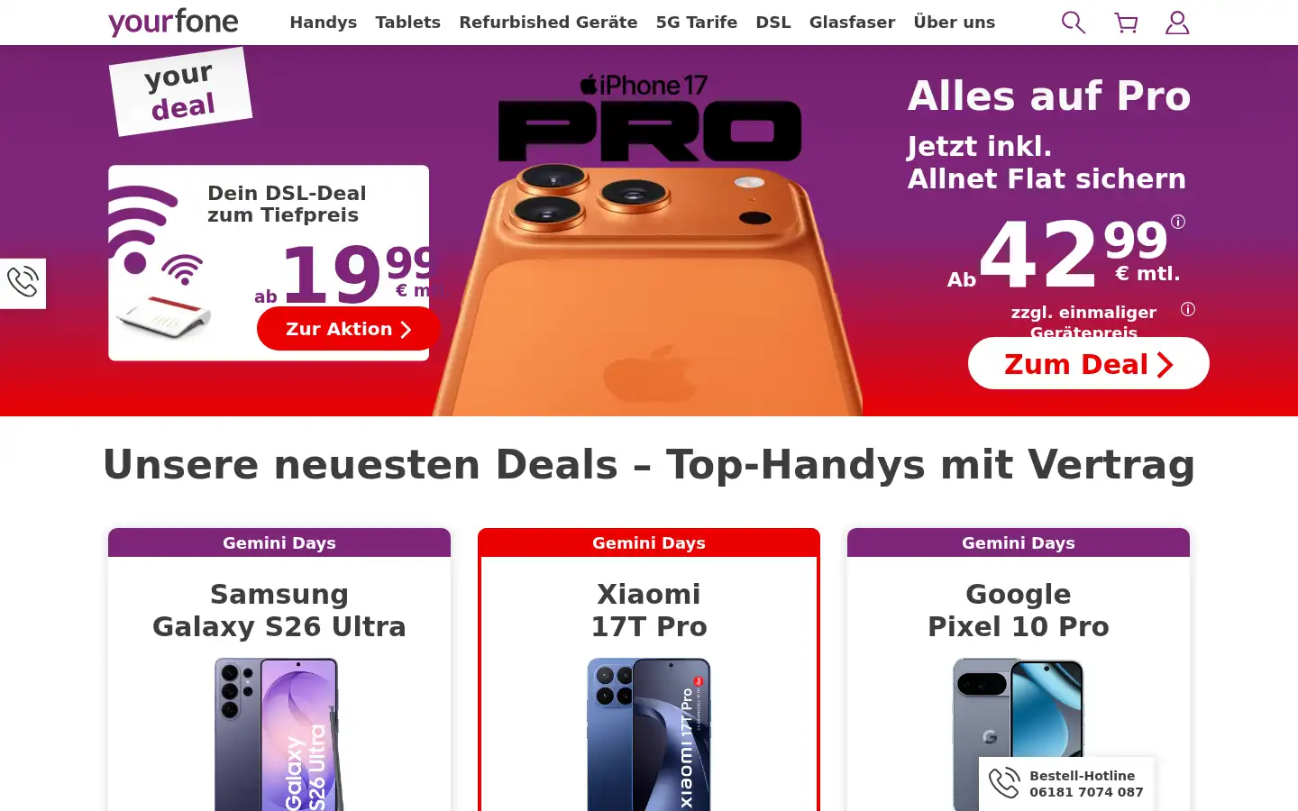 Screenshot of yourhandy.de