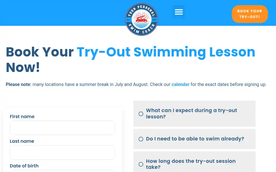Screenshot of yourpersonalswimcoach.nl
