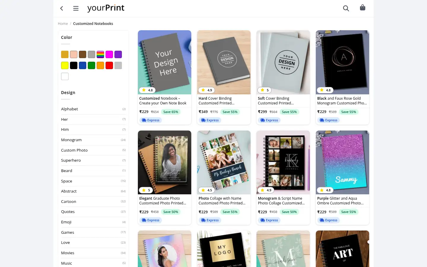 Screenshot of yourprint.in