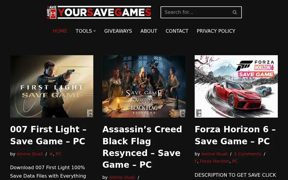 Screenshot of yoursavegames.com