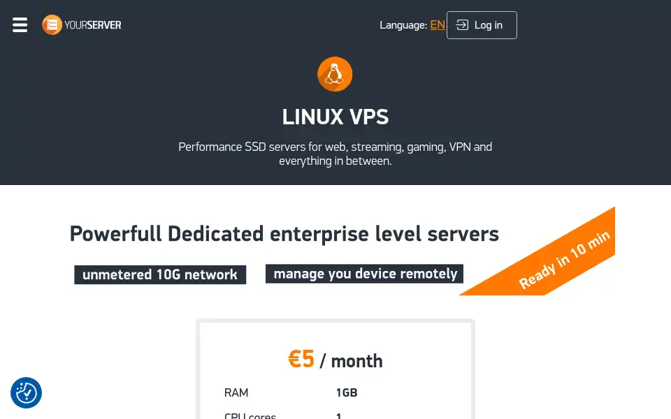 Screenshot of yourserver.se
