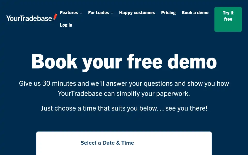 Screenshot of yourtradebase.com