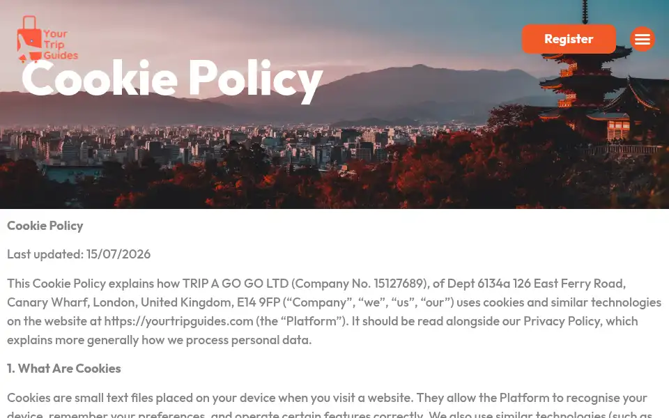 Screenshot of yourtripguides.com
