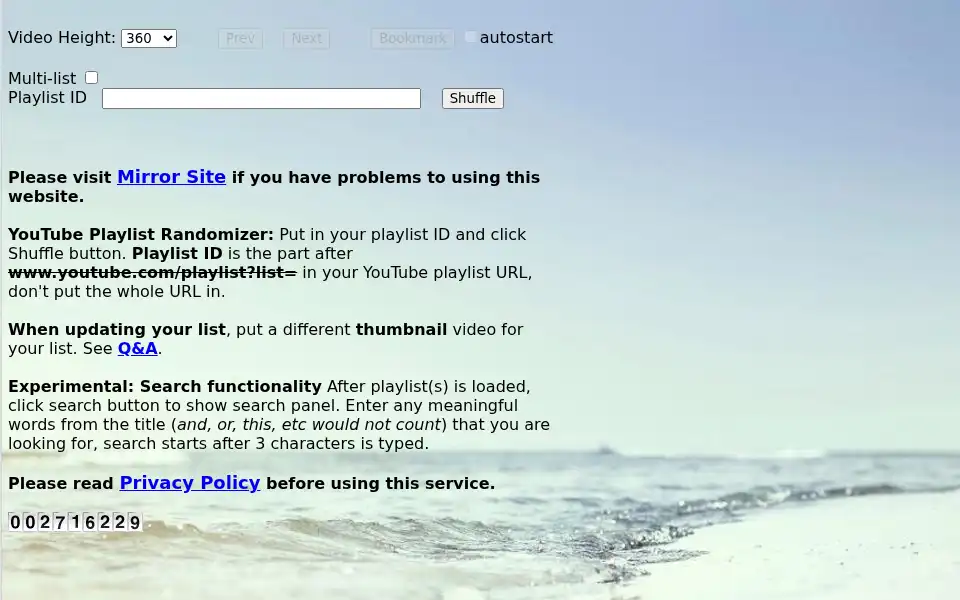 Screenshot of youtube-playlist-randomizer.bitbucket.io
