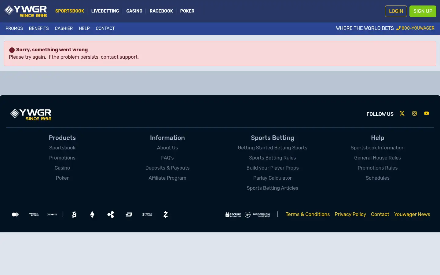 Screenshot of youwager.lv