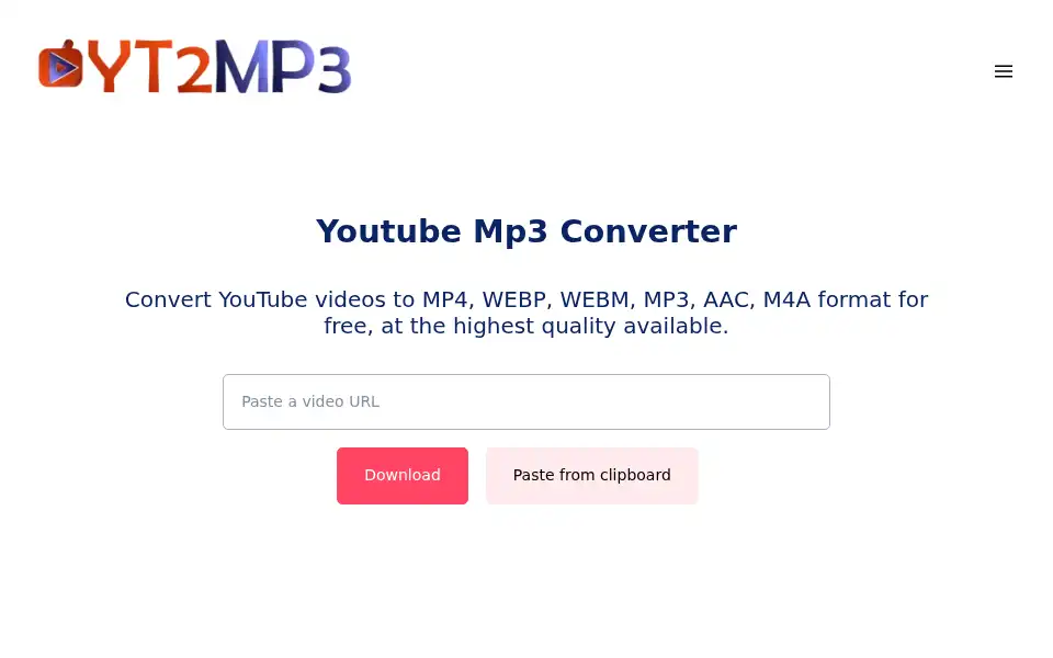 Screenshot of yt2mp3.pro