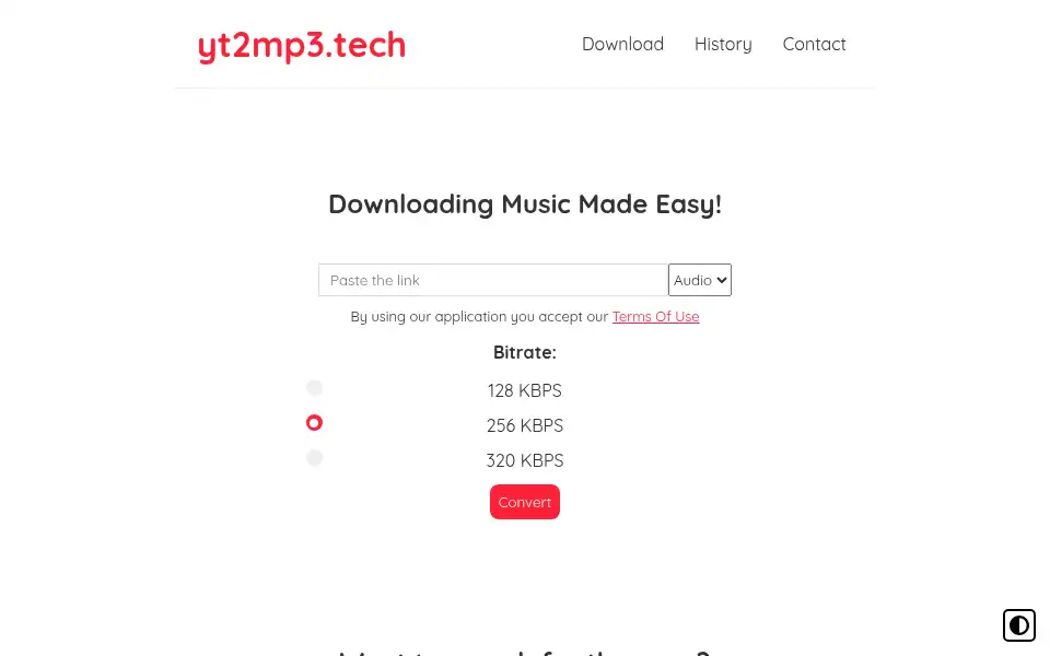 Screenshot of yt2mp3.tech