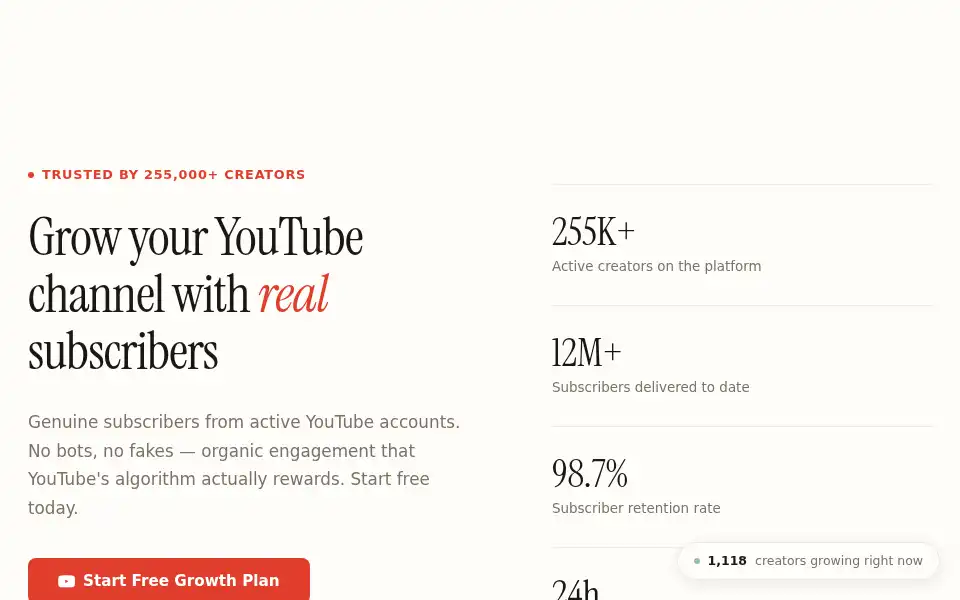 Screenshot of ytsubscriber.com